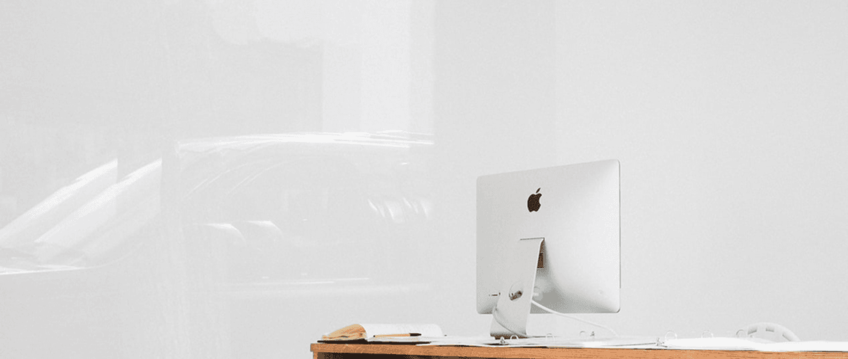 Clean research workspace with desktop computer